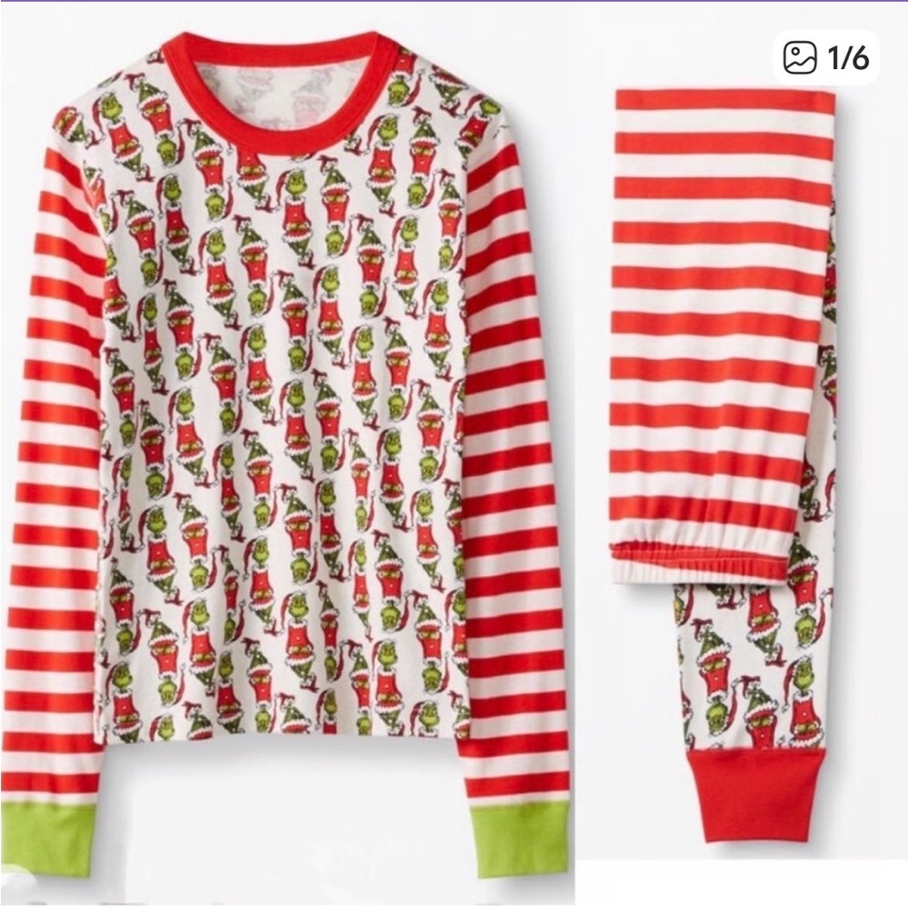 Hanna Andersson Grinch Red and Green Striped Pajamas